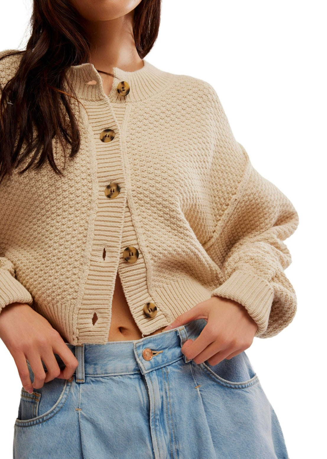 FREE PEOPLE LILA CARDI - BIRCH