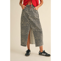 LET IT GO LEOPARD MIDI SKIRT