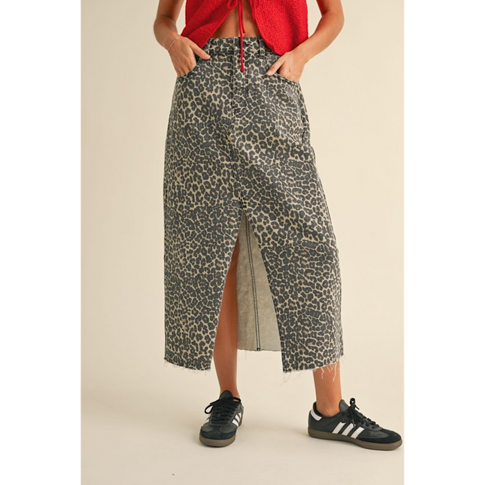 LET IT GO LEOPARD MIDI SKIRT