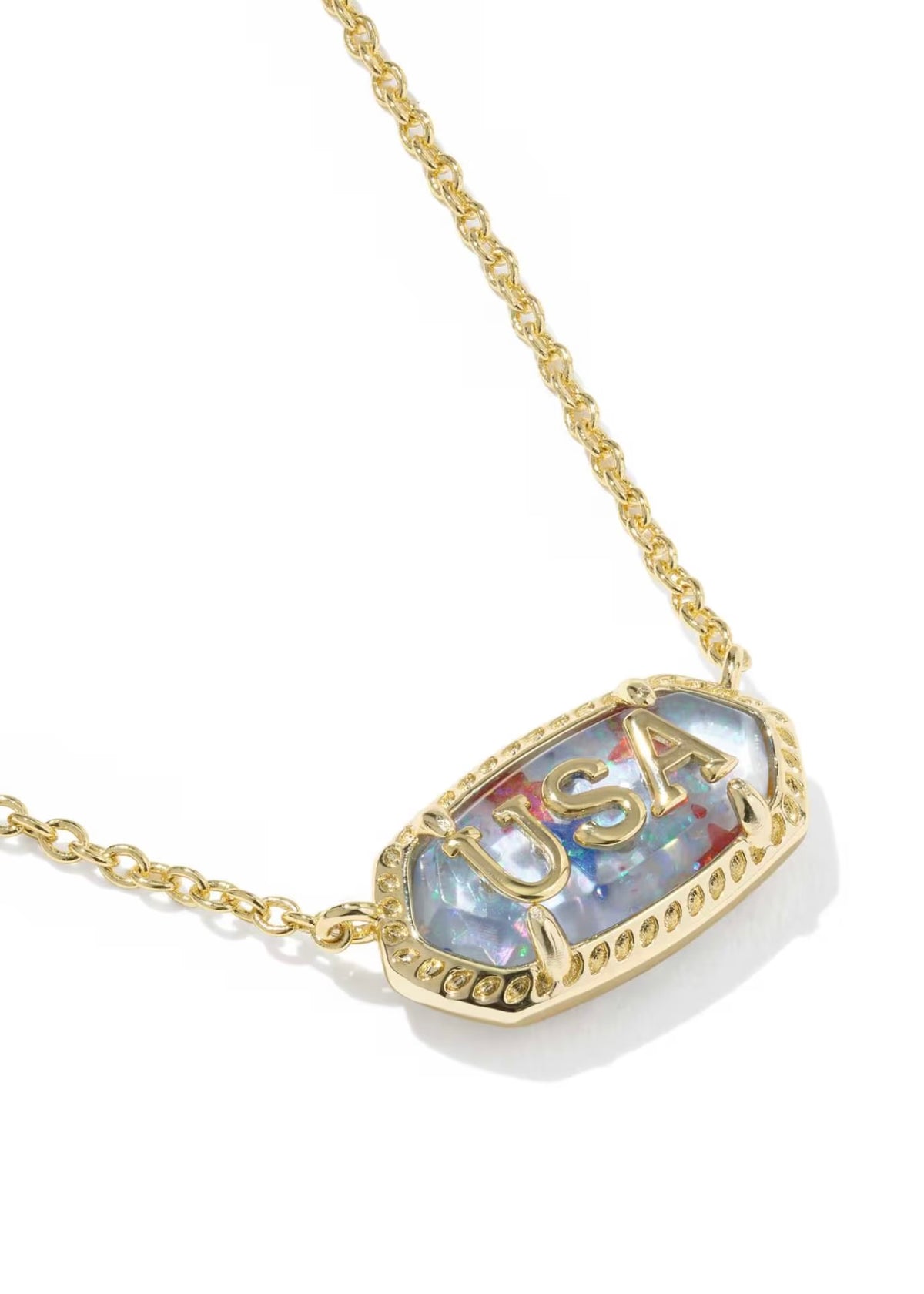 KENDRA SCOTT ELISA USA SHORT PENDANT NECKLACE - GOLD