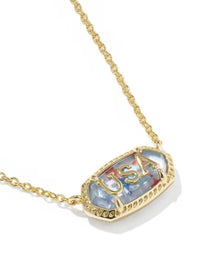 KENDRA SCOTT ELISA USA SHORT PENDANT NECKLACE - GOLD