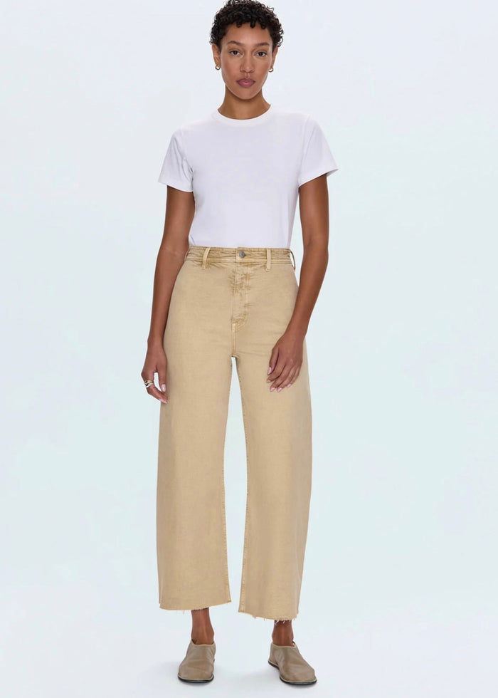 PISTOLA PENNY CROP HIGH RISE WIDE LEG JEAN - SAND DOLLAR