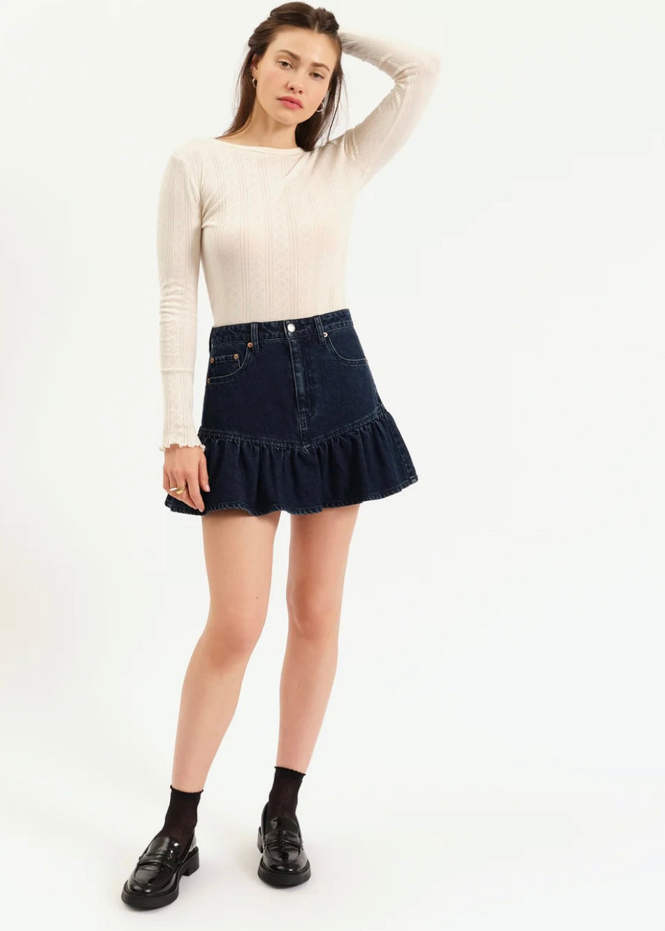 DAZE DENIM SMOOCH SKIRT IN MOONLIGHT RINSE