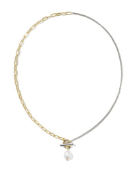 KENDRA SCOTT LEIGHTON PEARL CHAIN NECKLACE MIXED WHITE PEARL