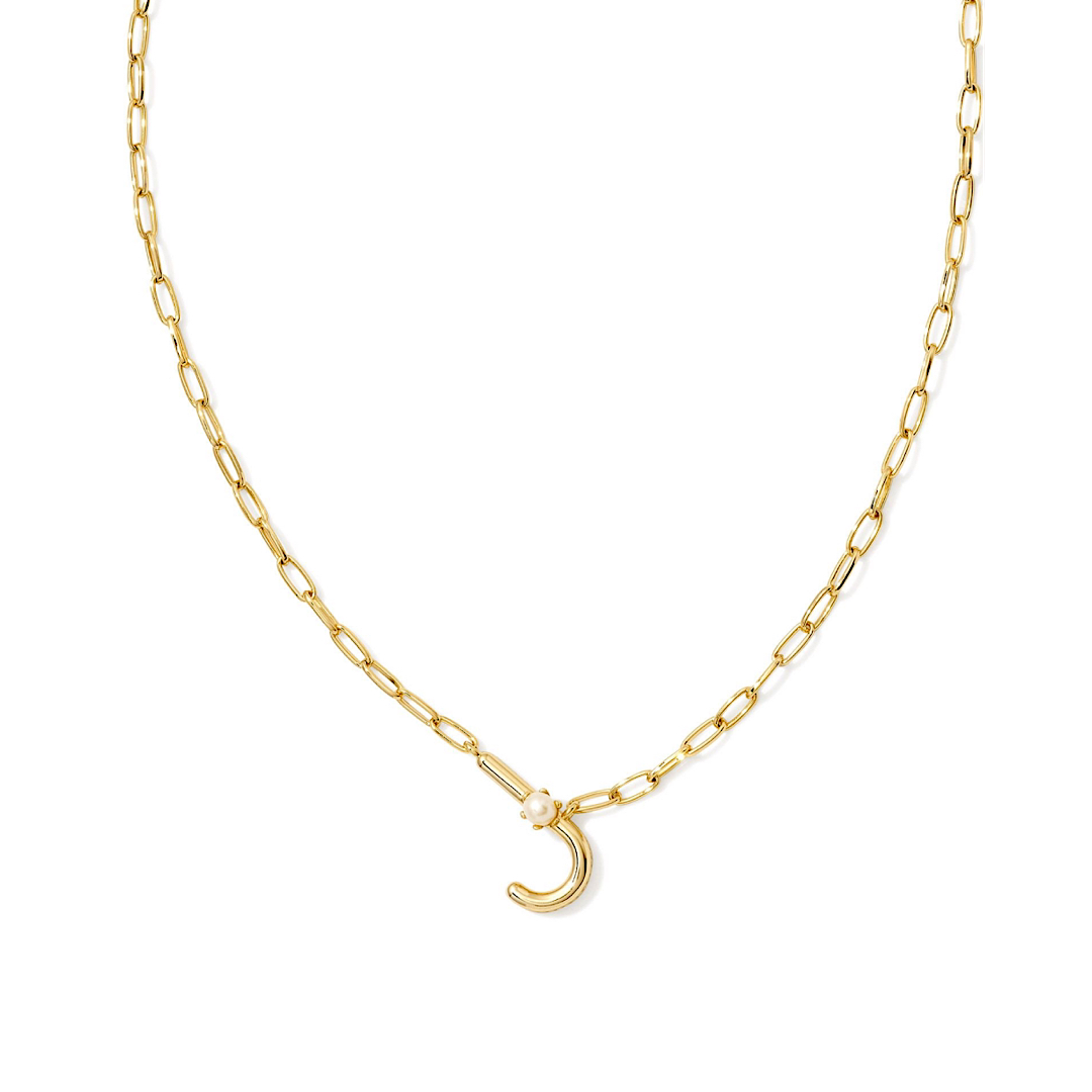 KENDRA SCOTT PEARL LETTER SHORT PENDANT NECKLACE