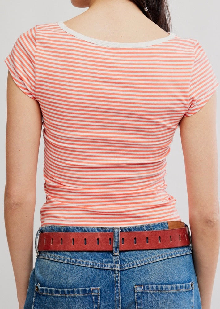 FREE PEOPLE MORNING PAGES HENLEY - CORAL COMBO