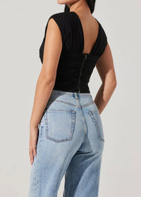 ASTR THE LABEL SAMARRA RUCHED TOP - BLACK