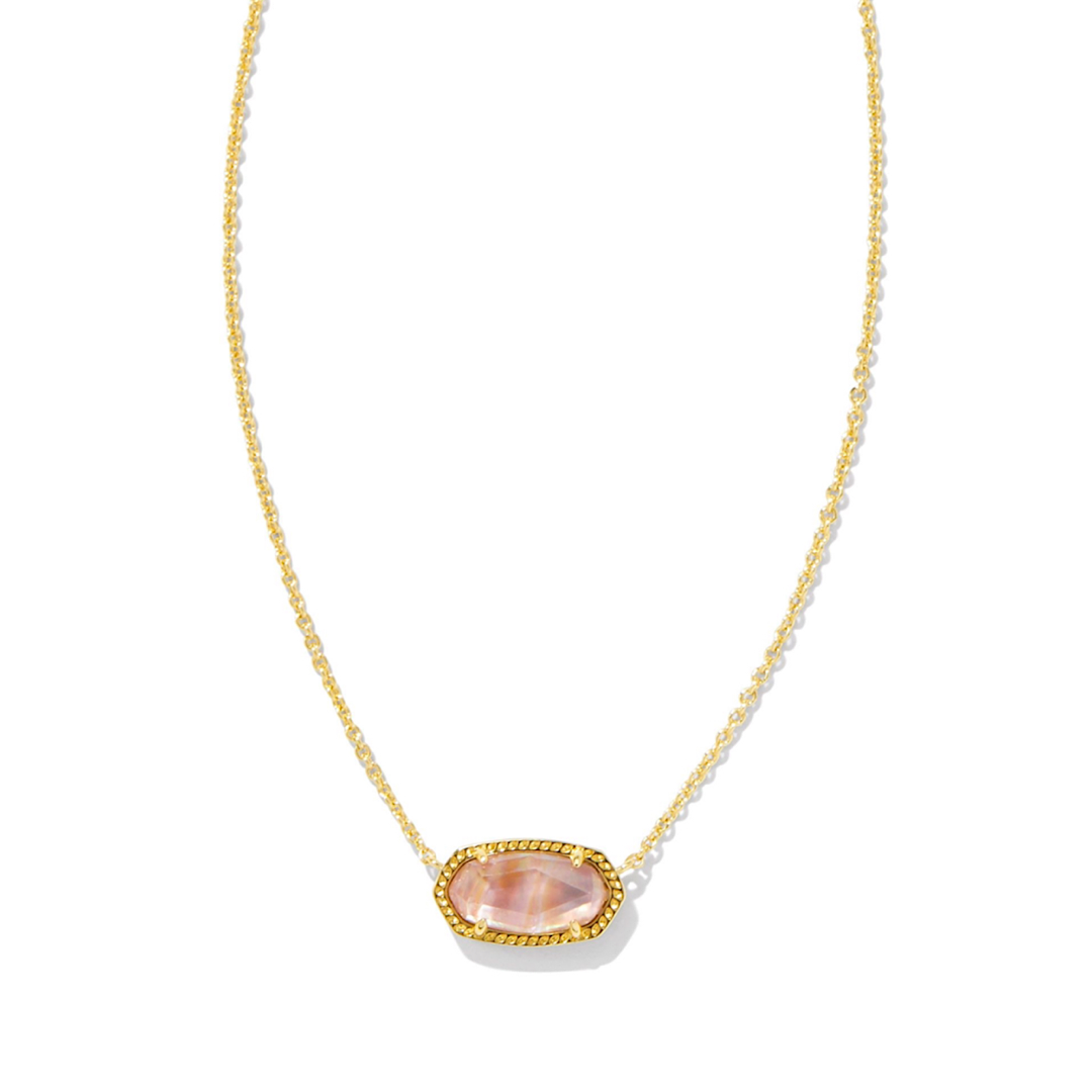 KENDRA SCOTT ELISA NECKLACE IN GOLD LIGHT PINK IRIDESCENT ABALONE