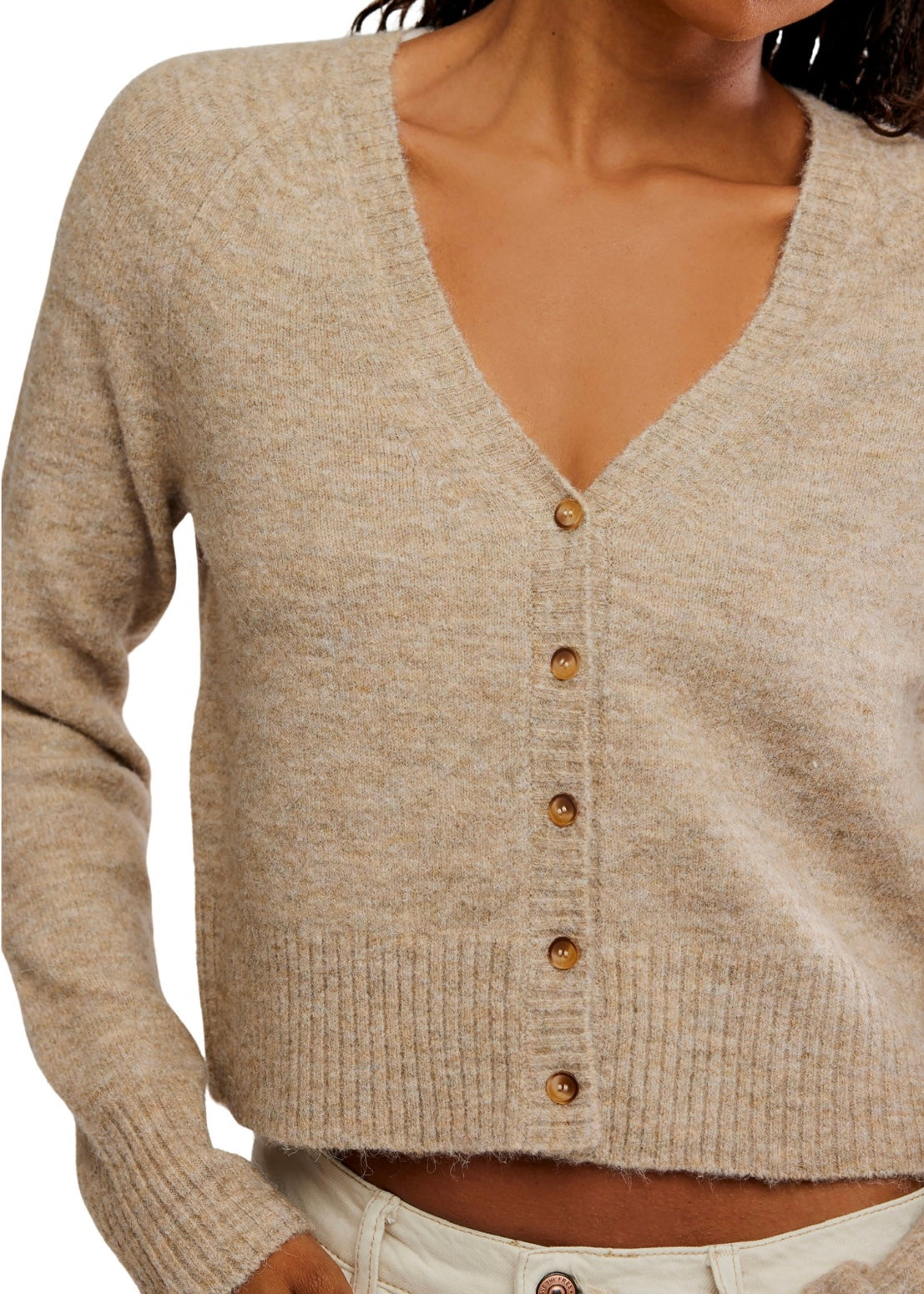 FREE PEOPLE SCHOOL GIRL CARDIGAN - FEATHER GREY MELANGE