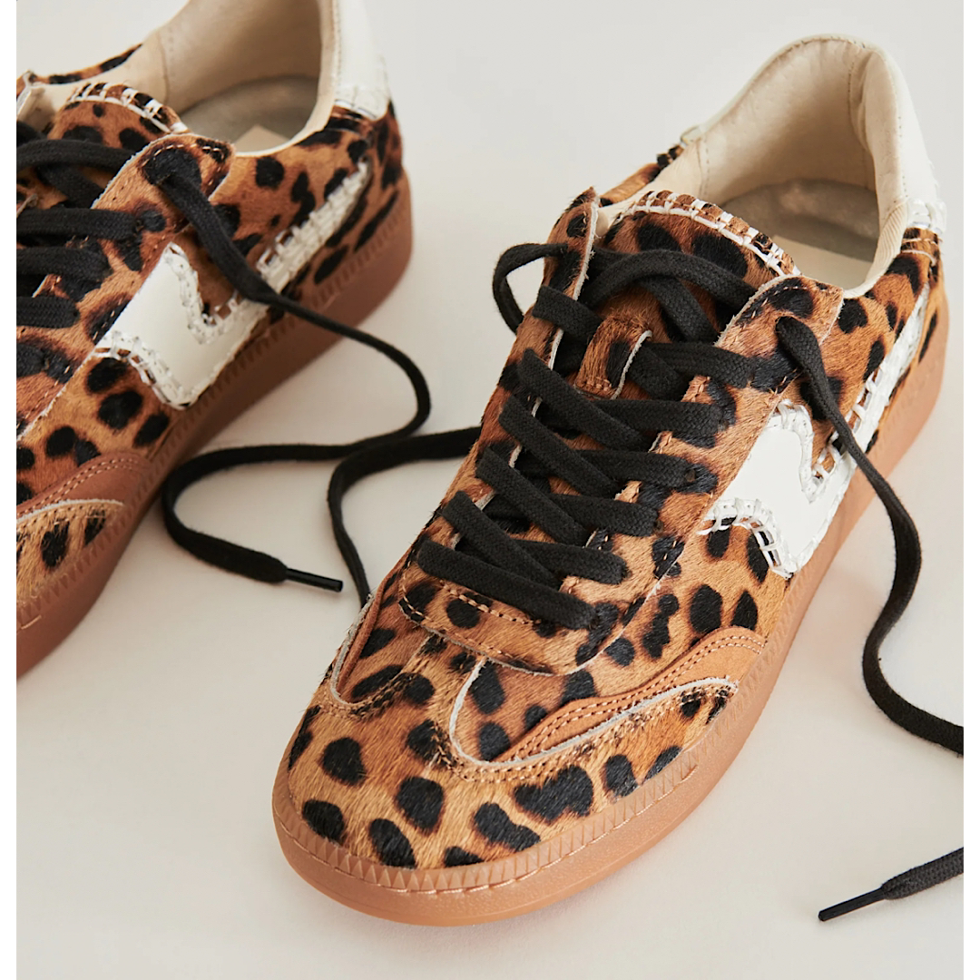 DOLCE VITA NOTICE STITCH SNEAKERS - DK LEOPARD CALF HAIR