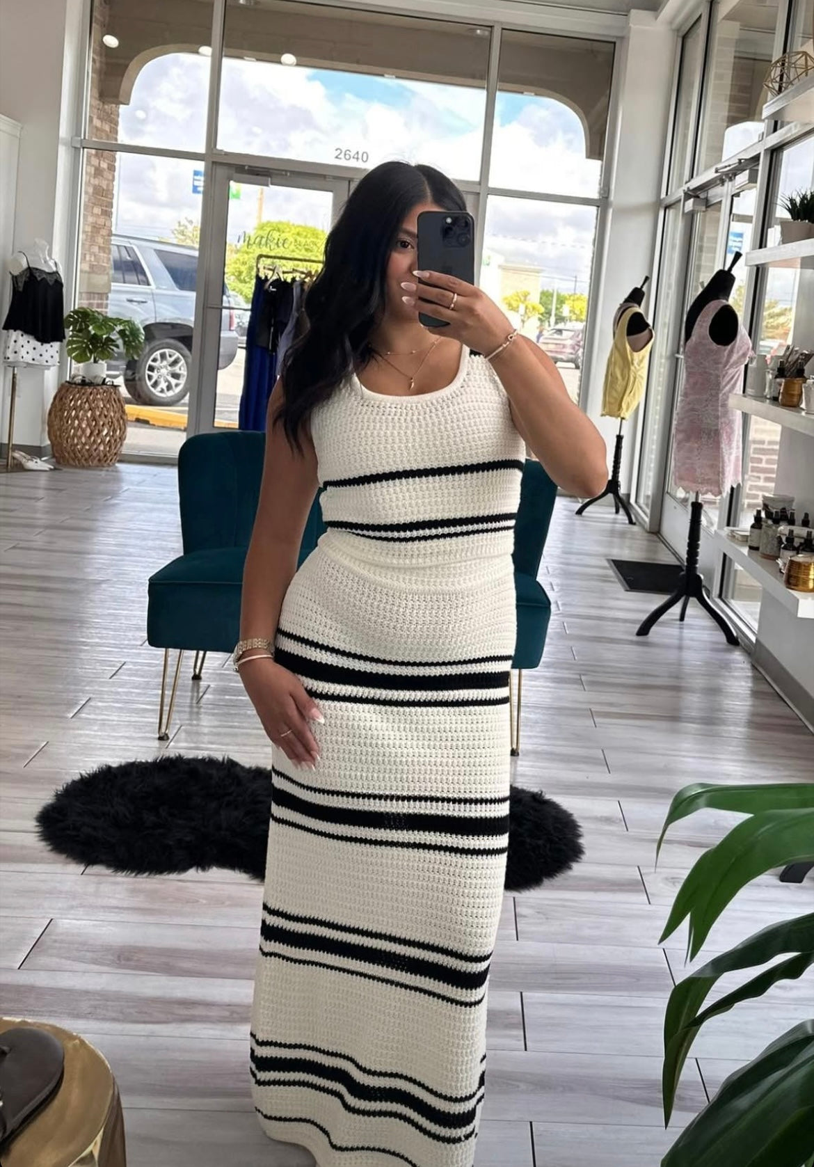 THE STACY STRIPED SWEATER MAXI SKIRT