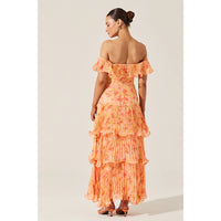 ASTR THE LABEL WILDER PLEATED MAXI DRESS - CORAL FLORAL