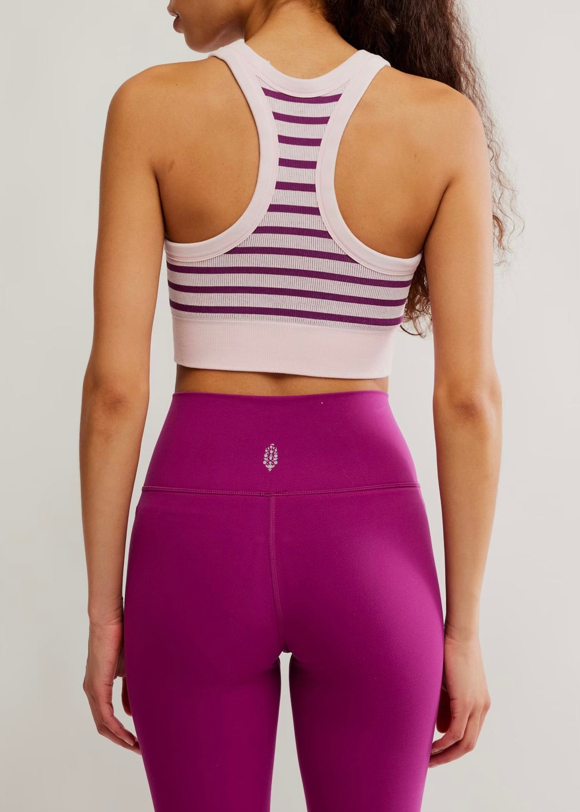 FREE PEOPLE MOVEMENT GO TO STRIPE BRA - DEEP MULBERRY COMBO