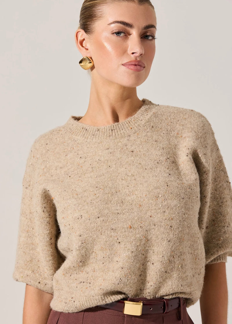 ASTR THE LABEL COLETTE CREWNECK SWEATER - OATMEAL MULTI