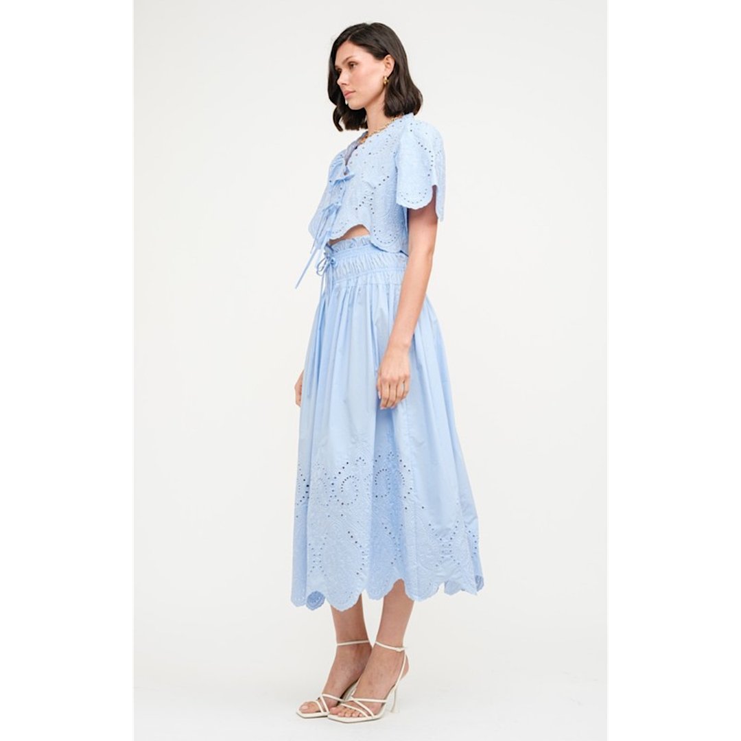 THE MARGOT EYELET MIDI SKIRT