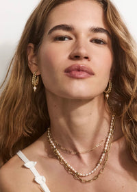KENDRA SCOTT GABRIELLA PEARL HOOP EARRINGS - GOLD
