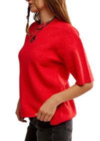 FREE PEOPLE MARGOT SWEATER TEE - CHERRY POP