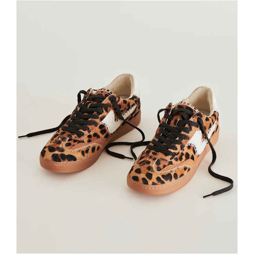 DOLCE VITA NOTICE STITCH SNEAKERS - DK LEOPARD CALF HAIR