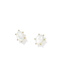 KENDRA SCOTT CAILIN CRYSTAL STUD EARRINGS GOLD MOTHER OF PEARL