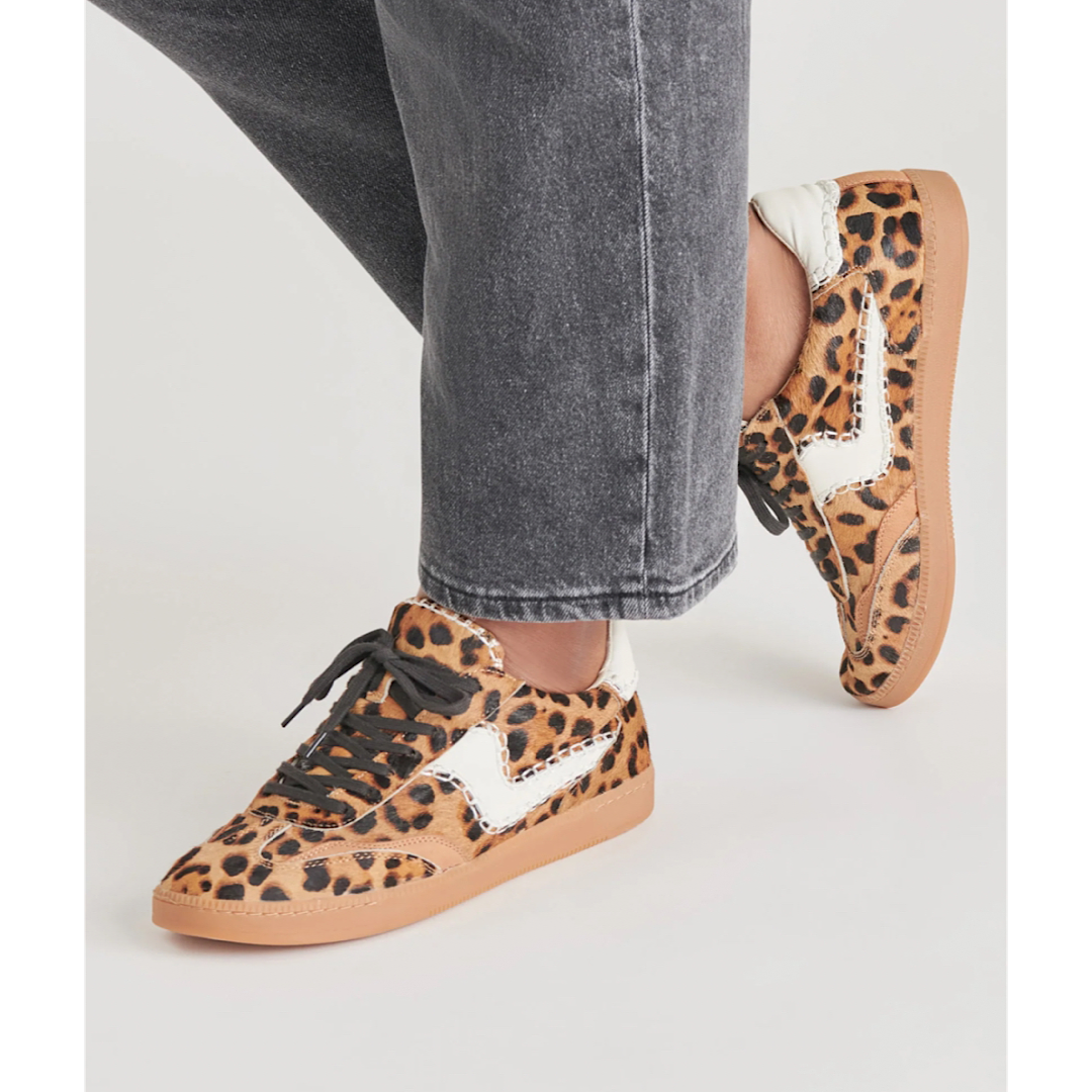 DOLCE VITA NOTICE STITCH SNEAKERS - DK LEOPARD CALF HAIR