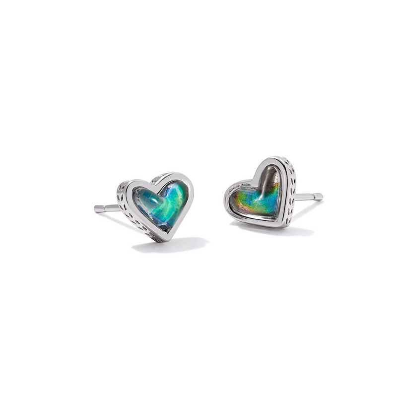 KENDRA SCOTT FRAMED ARI HEART STUD EARRINGS