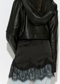 FREE PEOPLE MEET ME IN THE MIDDLE MINI SLIP SKIRT - BLACK