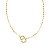 KENDRA SCOTT PEARL LETTER SHORT PENDANT NECKLACE