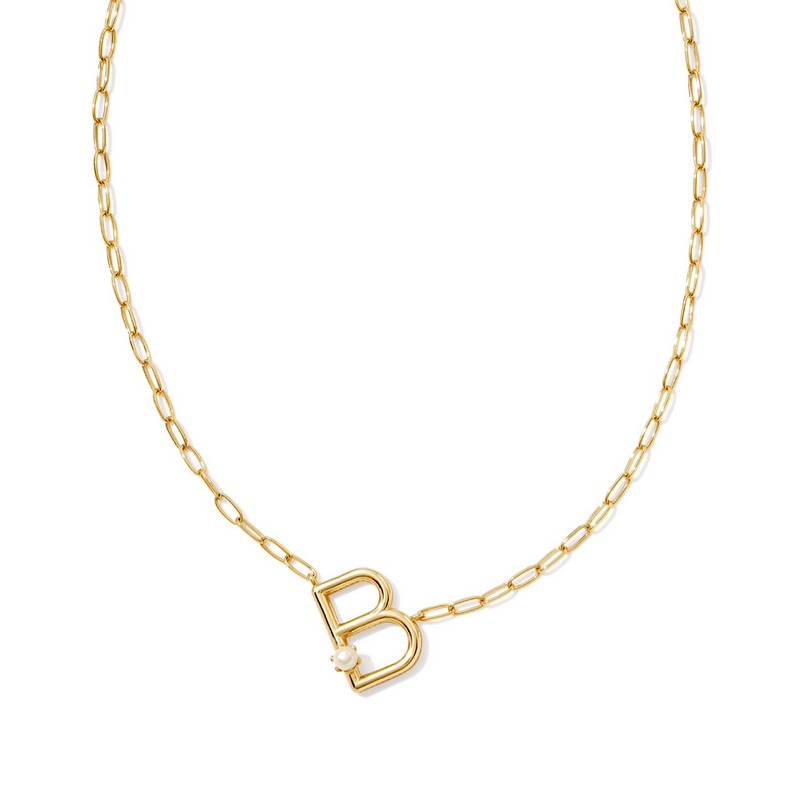 KENDRA SCOTT PEARL LETTER SHORT PENDANT NECKLACE