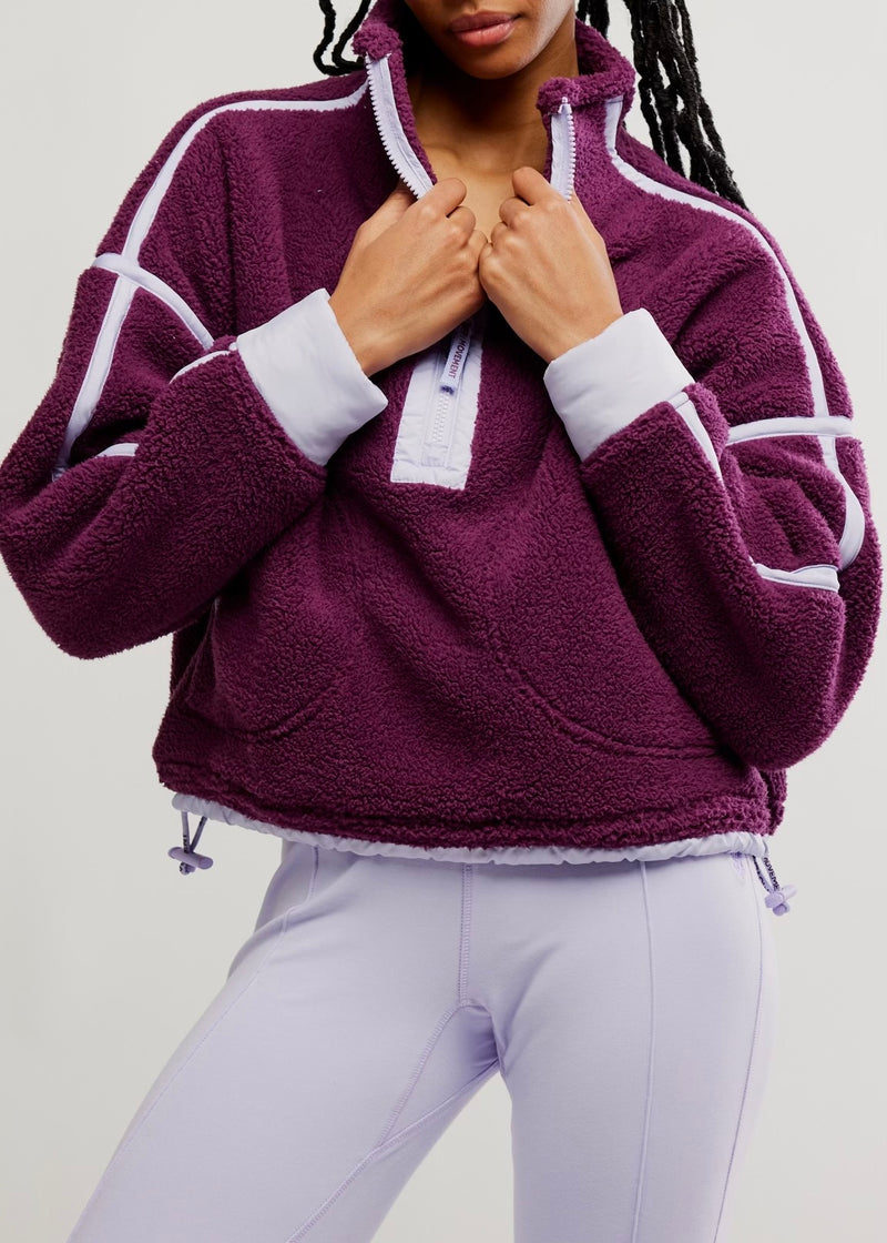 FREE PEOPLE MOVEMENT MOUNTAIN HIGH 1/2 ZIP - BLACK CHERRY COMBO