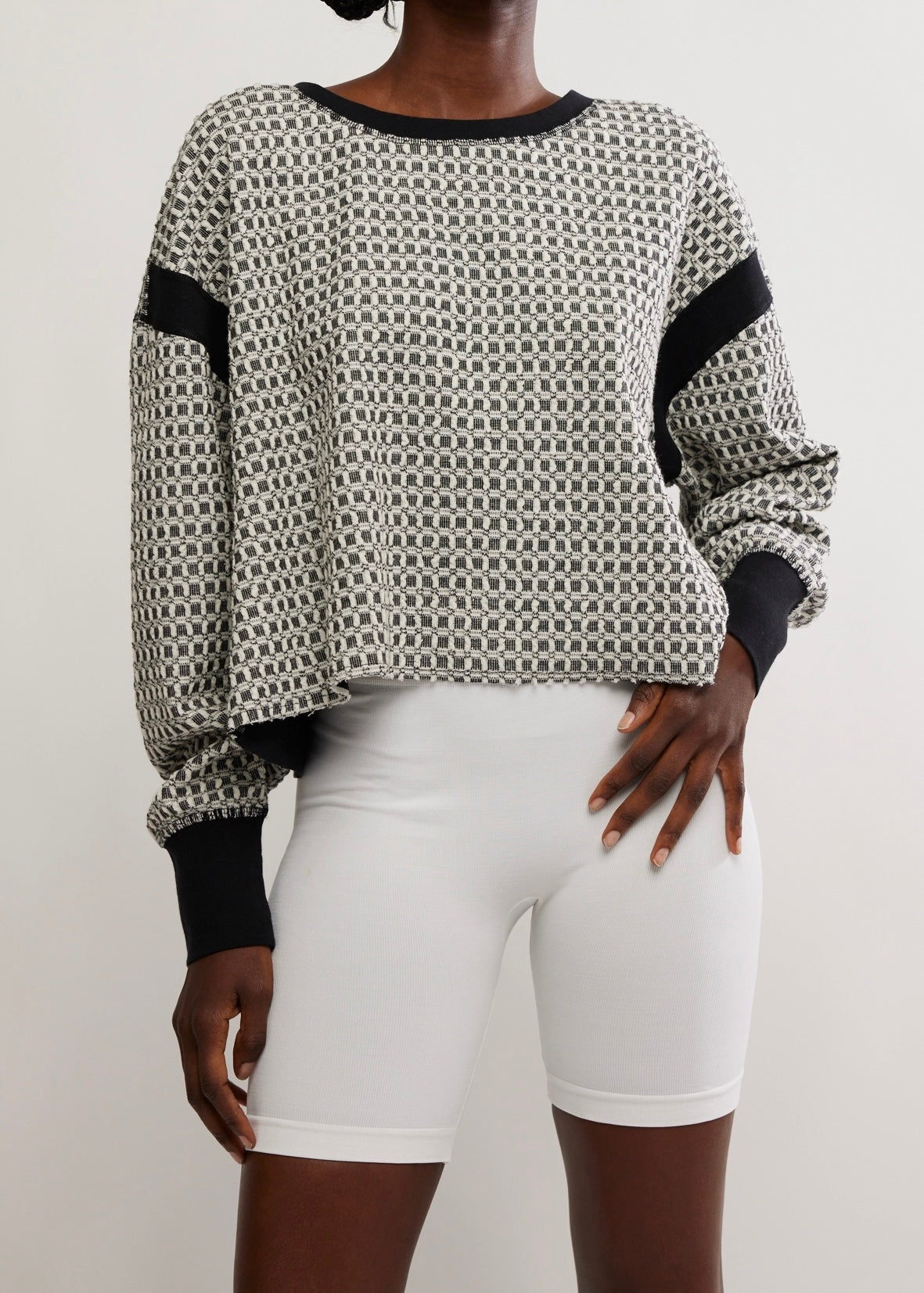 FREE PEOPLE MOVEMENT MY TIME LAYER TEXTURED - BLACK WHITE COMBO