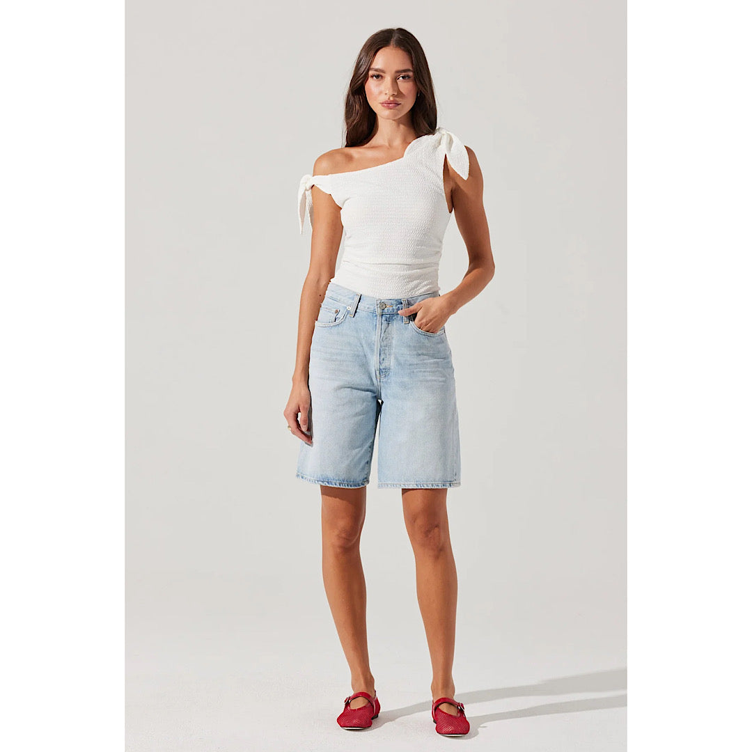 ASTR THE LABEL LORA TEXTURED OFF SHOULDER TOP