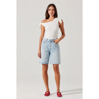 ASTR THE LABEL LORA TEXTURED OFF SHOULDER TOP