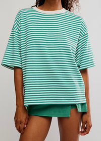 FREE PEOPLE MOVEMENT STRIPE TACKLE TEE - COURT STRIPE GREEN