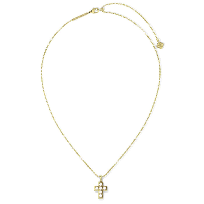 KENDRA SCOTT PEARL CROSS SHORT PENDANT NECKLACE