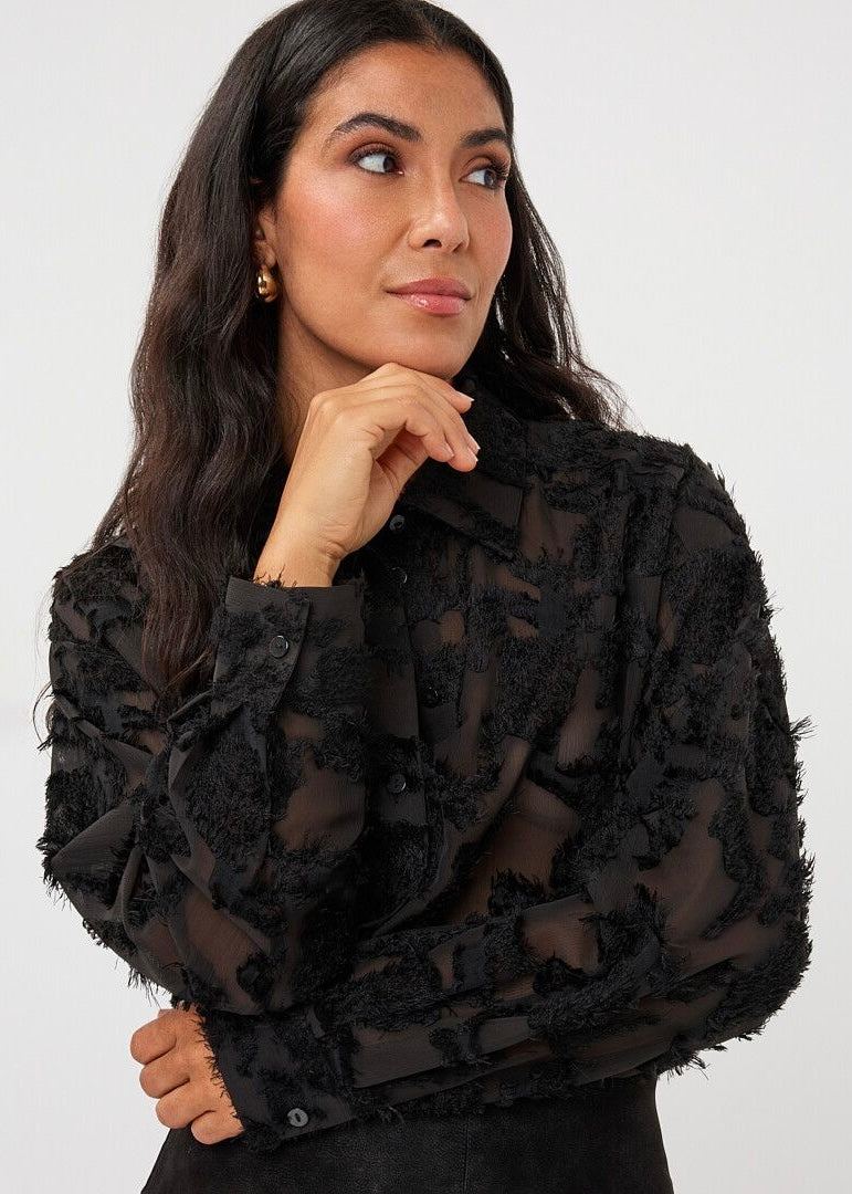 ESQUALO BLOUSE OVERSIZED BASIC PLUMETIS - BLACK