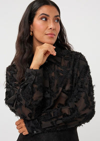 ESQUALO BLOUSE OVERSIZED BASIC PLUMETIS - BLACK
