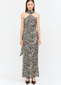 FREE PEOPLE MAGGIE ZEBRA MAXI DRESS WITH SCARF