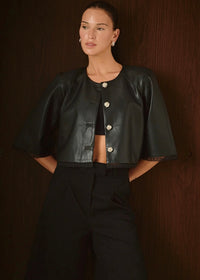 THE LIFE OF ME FAUX LEATHER TOP