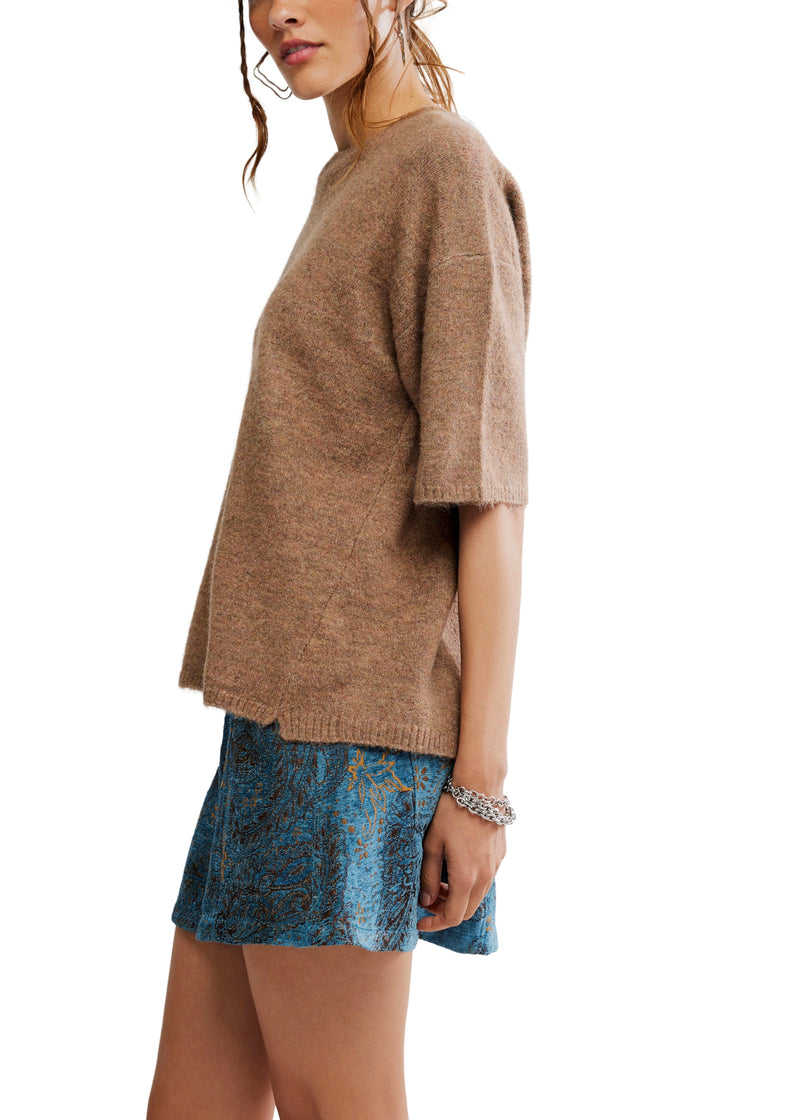 FREE PEOPLE MARGOT SWEATER TEE - BROWNIE MELANGE