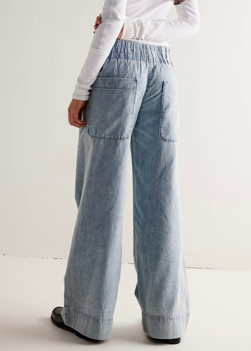 FREE PEOPLE BREEZY DENIM PULL-ON JEANS - DUSK