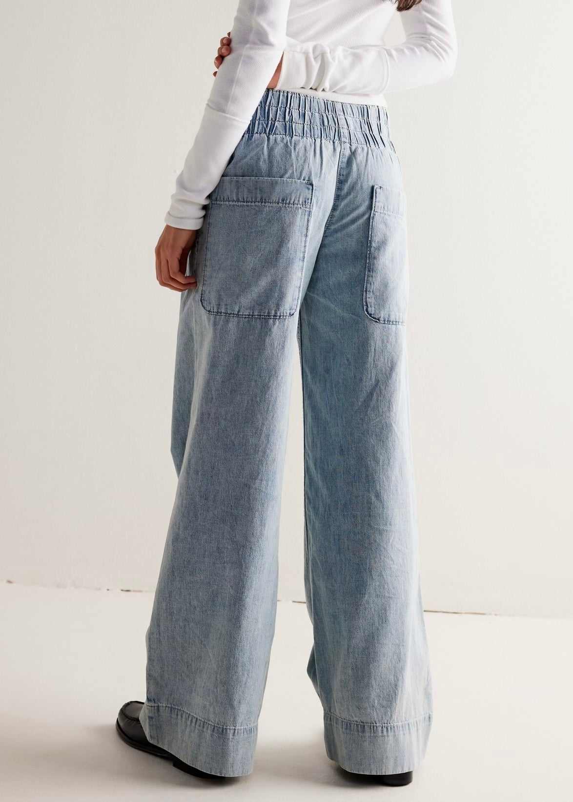 FREE PEOPLE BREEZY DENIM PULL-ON JEANS - DUSK