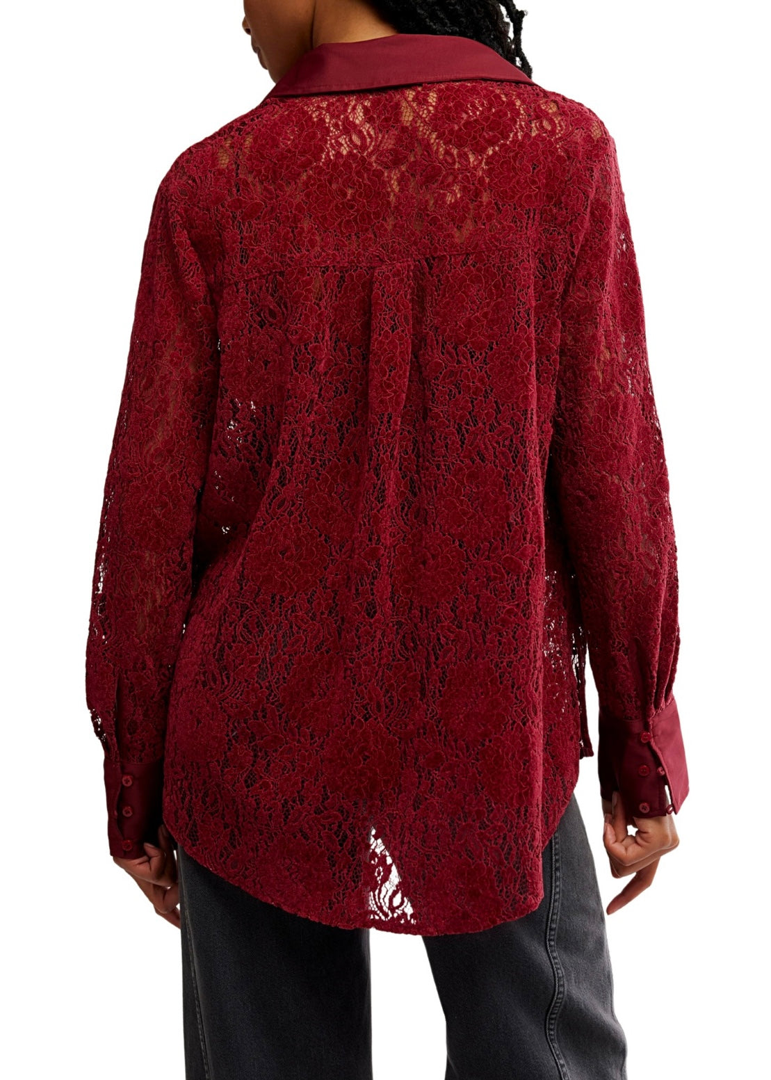 FREE PEOPLE FAITH BUTTONDOWN - CABERNET