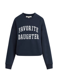 FAVORITE DAUGHTER THE CROPPED COLLEGIATE SWEATSHIRT - NAVY/WHITE