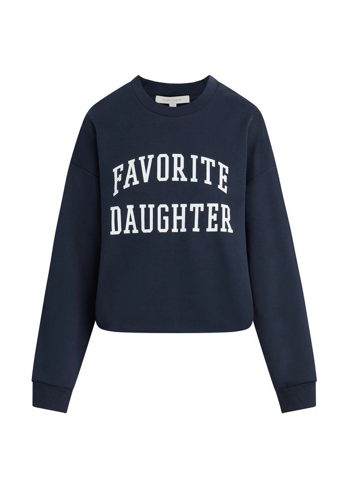 FAVORITE DAUGHTER THE CROPPED COLLEGIATE SWEATSHIRT - NAVY/WHITE