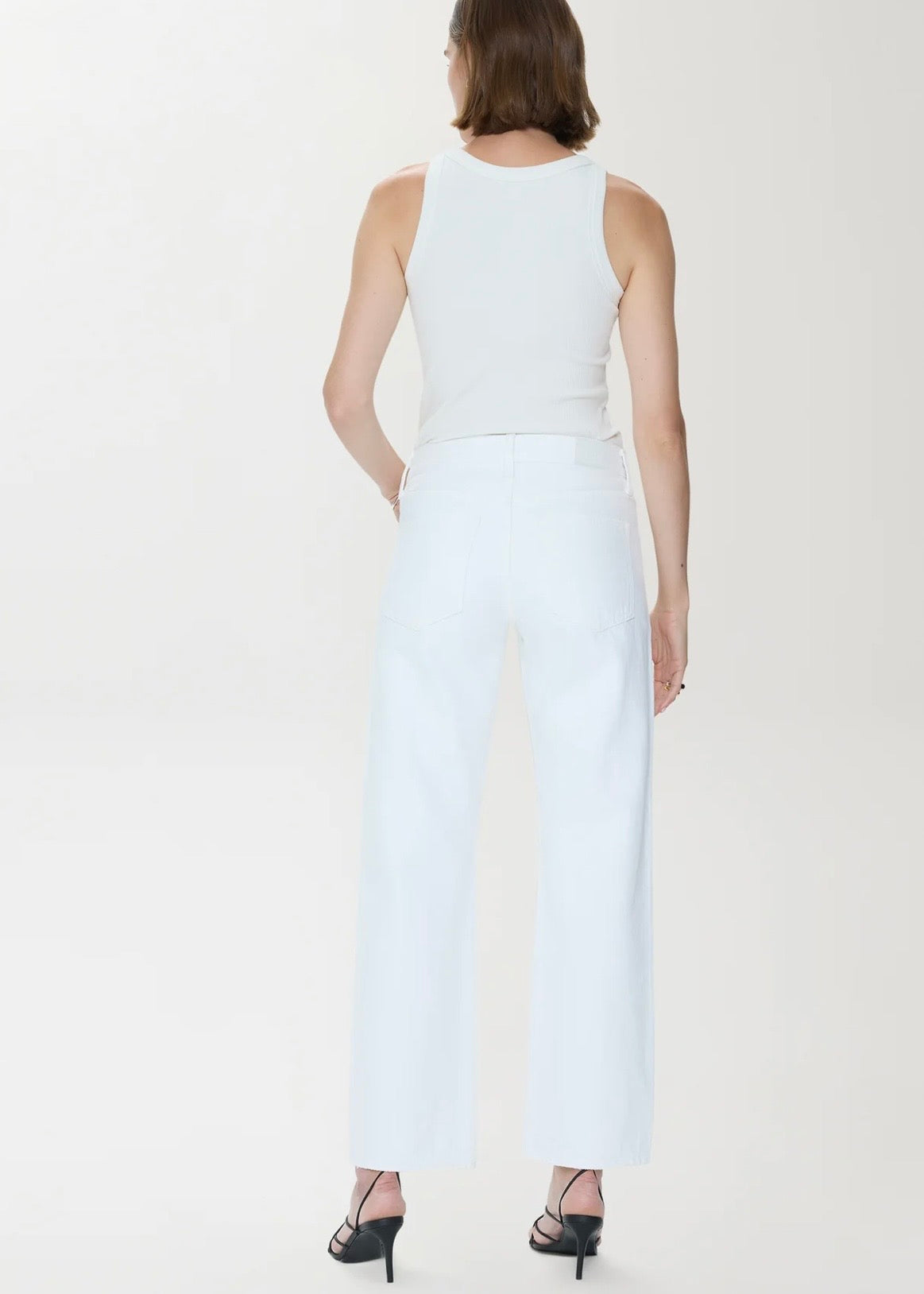 PISTOLA LEXI MID RISE BOWED STRAIGHT JEAN - VIVID WHITE
