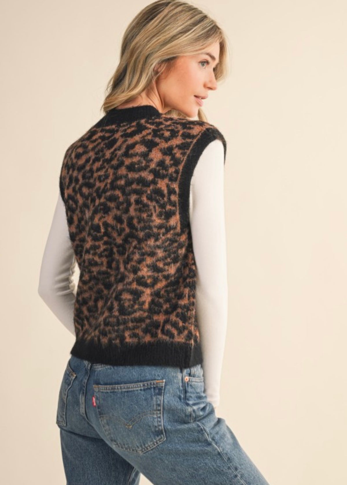 KEEP IT 100 LEOPARD PRINT SWEATER VEST