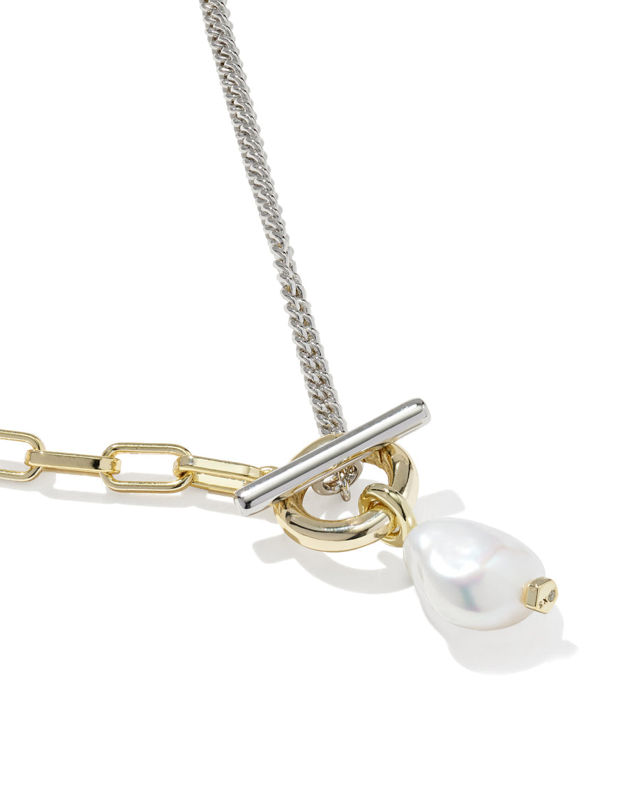 KENDRA SCOTT LEIGHTON PEARL CHAIN NECKLACE MIXED WHITE PEARL
