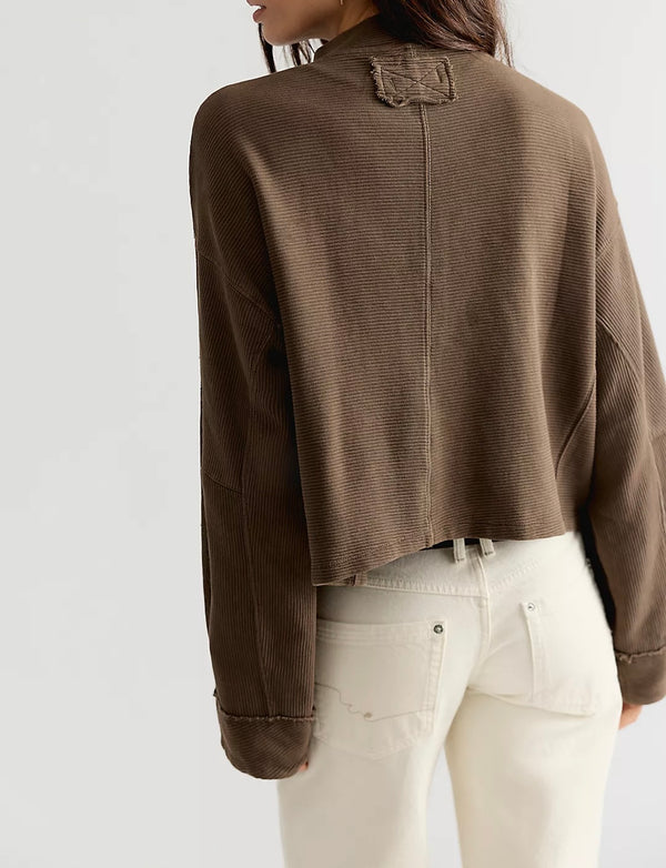 FREE PEOPLE CELESTE QUARTERZIP - TEAK