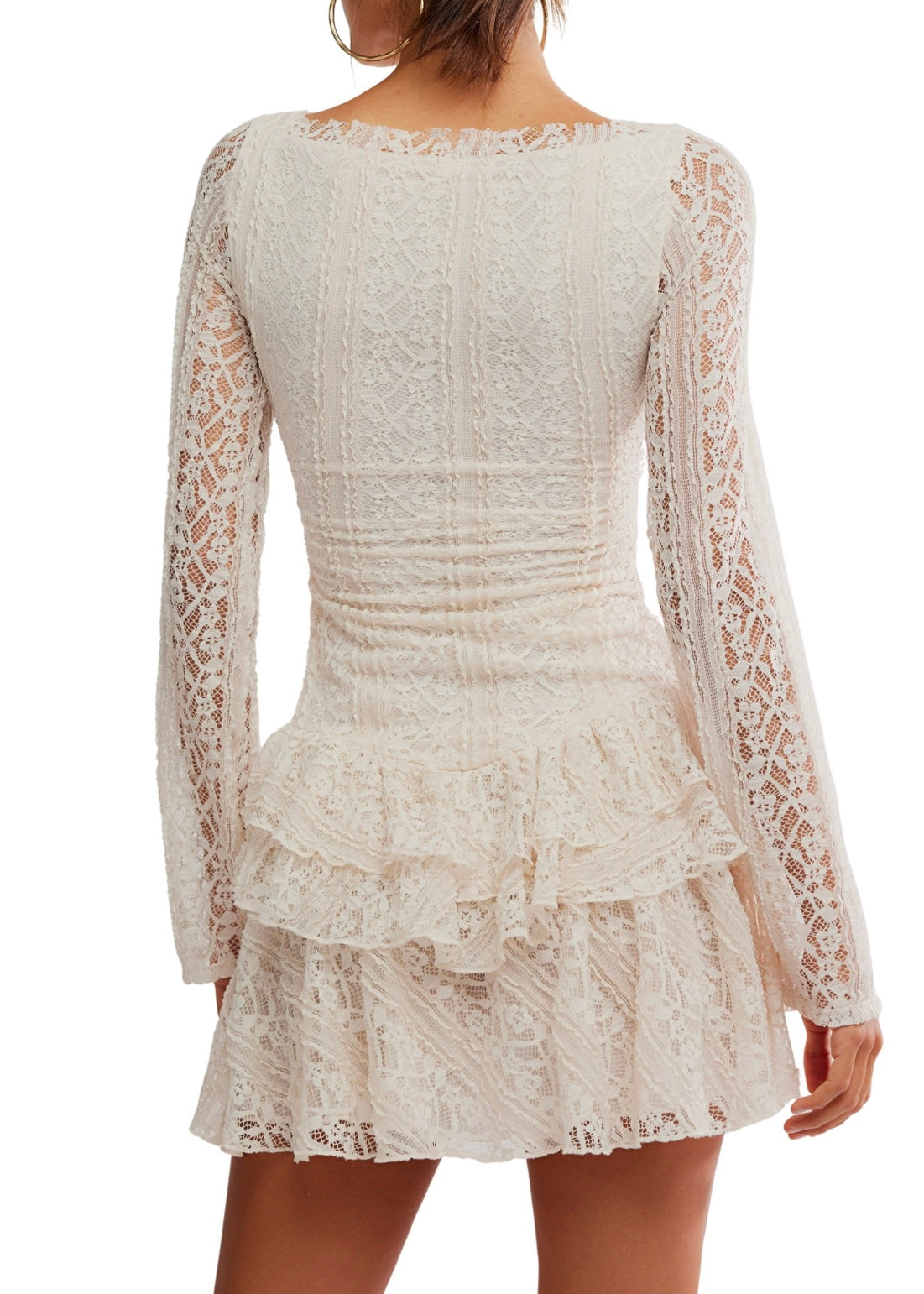 FREE PEOPLE TABBY LACE MINI DRESS - TEA