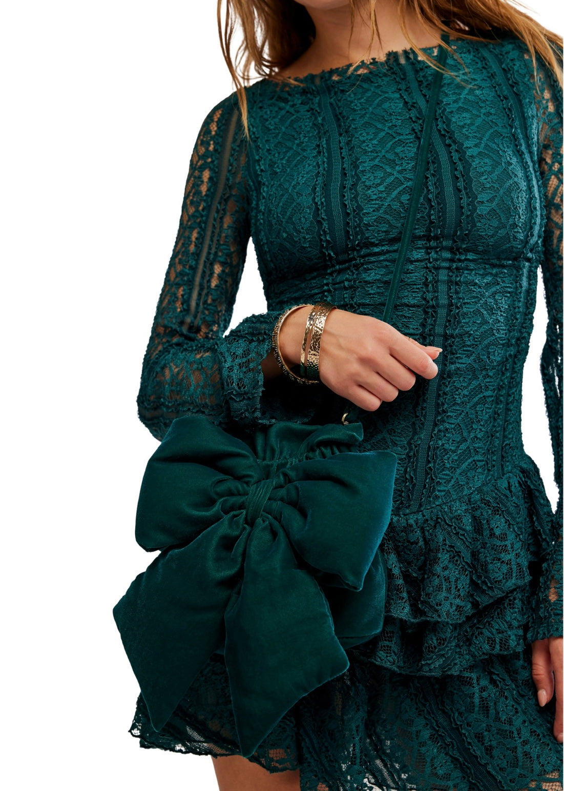 FREE PEOPLE BELLE VELVET BOW BAG